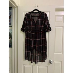Torrid Plaid Sheer Chiffon Hi-Lo Babydoll Tunic 0X